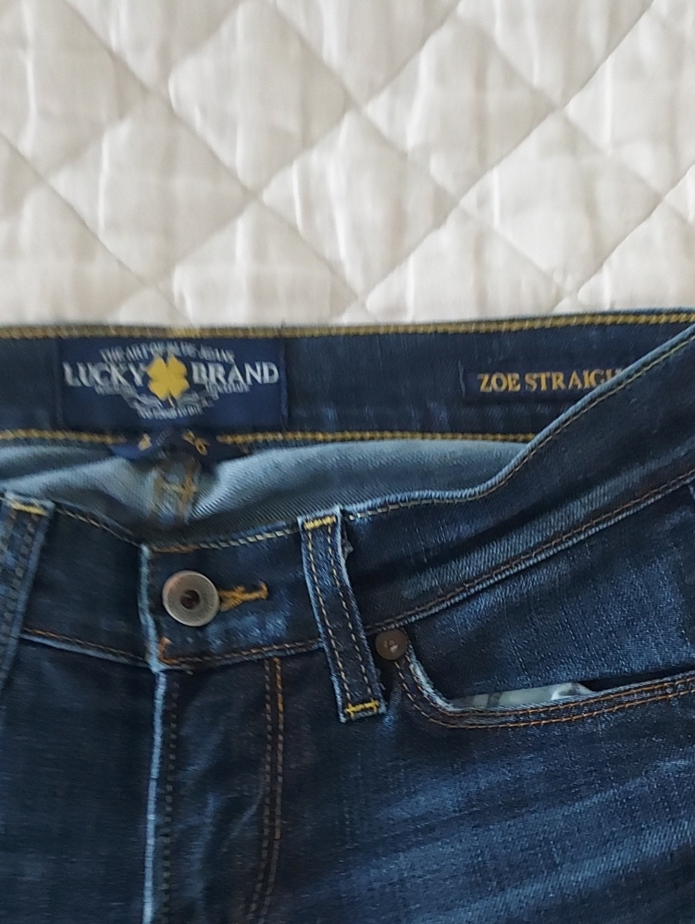 Lucky Brand Womens Zoe Straight Jeans in Dark Blue Denim
